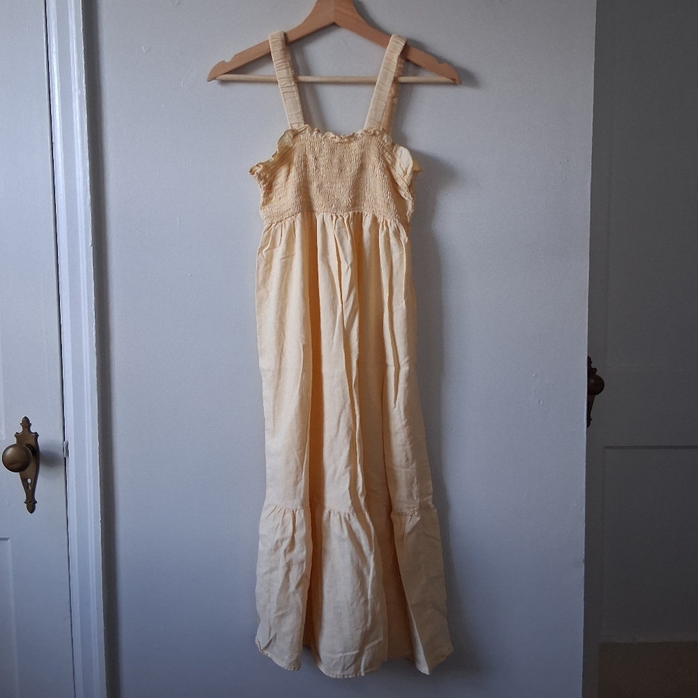 Urban Renewal Yellow Smock Dress Linen & Ecovero Mix